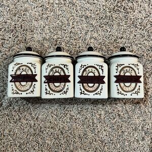 Home Interiors Vtg Best Chefs 4 Spice Jars Lids Thyme Oregano‎ Basil Rosemary
